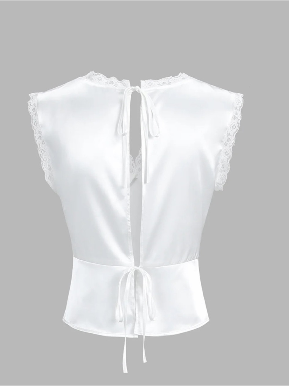 Commense White Satin Open-Back Mini Skirt Set - Picture 4 of 7